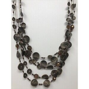 CHICO'S Necklace Floating Bronze Tone Discs Multi Strand Layer